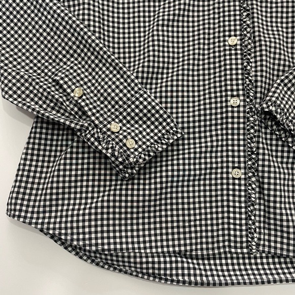 Vineyard Vines Long Sleeve Dress Shirt Frills Button Up Black & White Girls 14 - Picture 2 of 15